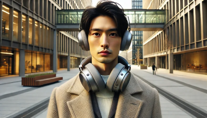 従来の世界観を保ちながら洗練された次世代AirPods Max風ヘッドホンの外観イメージ