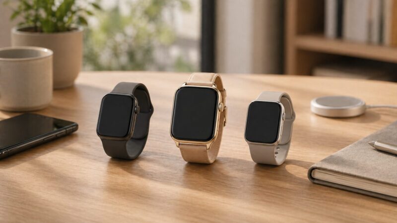 Apple Watch Series 11、Series 10、SE系モデルの選び方を表現したスマートウォッチ比較画像