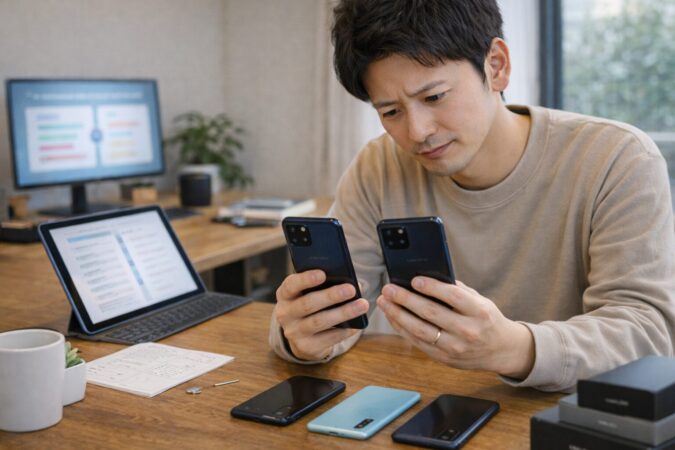 UMIDIGI G9xとG9Aの違いを比較検討する日本人男性