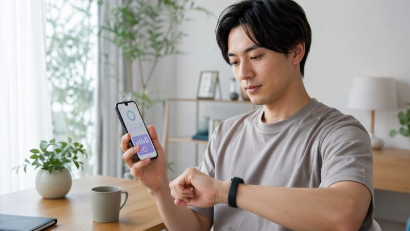 Fitbitアプリの健康データ同期を確認し、Pepup連携を見直す日本人ユーザーのイメージ