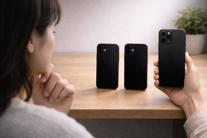 標準モデルと上位モデルの違いで迷うスマートフォン比較イメージ