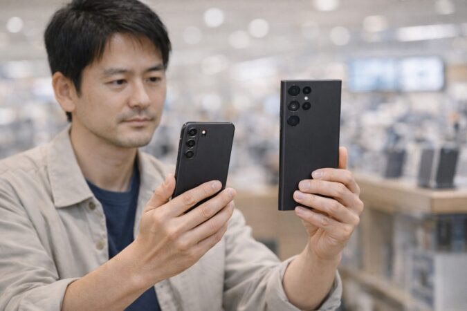 Galaxy S25とUltraの買い時やサイズ差を比較検討するイメージ