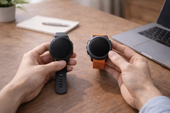 新旧の丸形スマートウォッチを比較して買い時を検討するイメージ