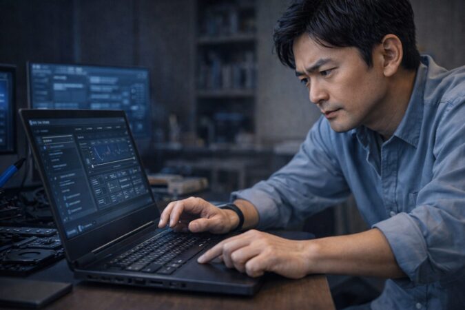 Core Ultra 7の不具合や更新確認を行うチェック作業のイメージ