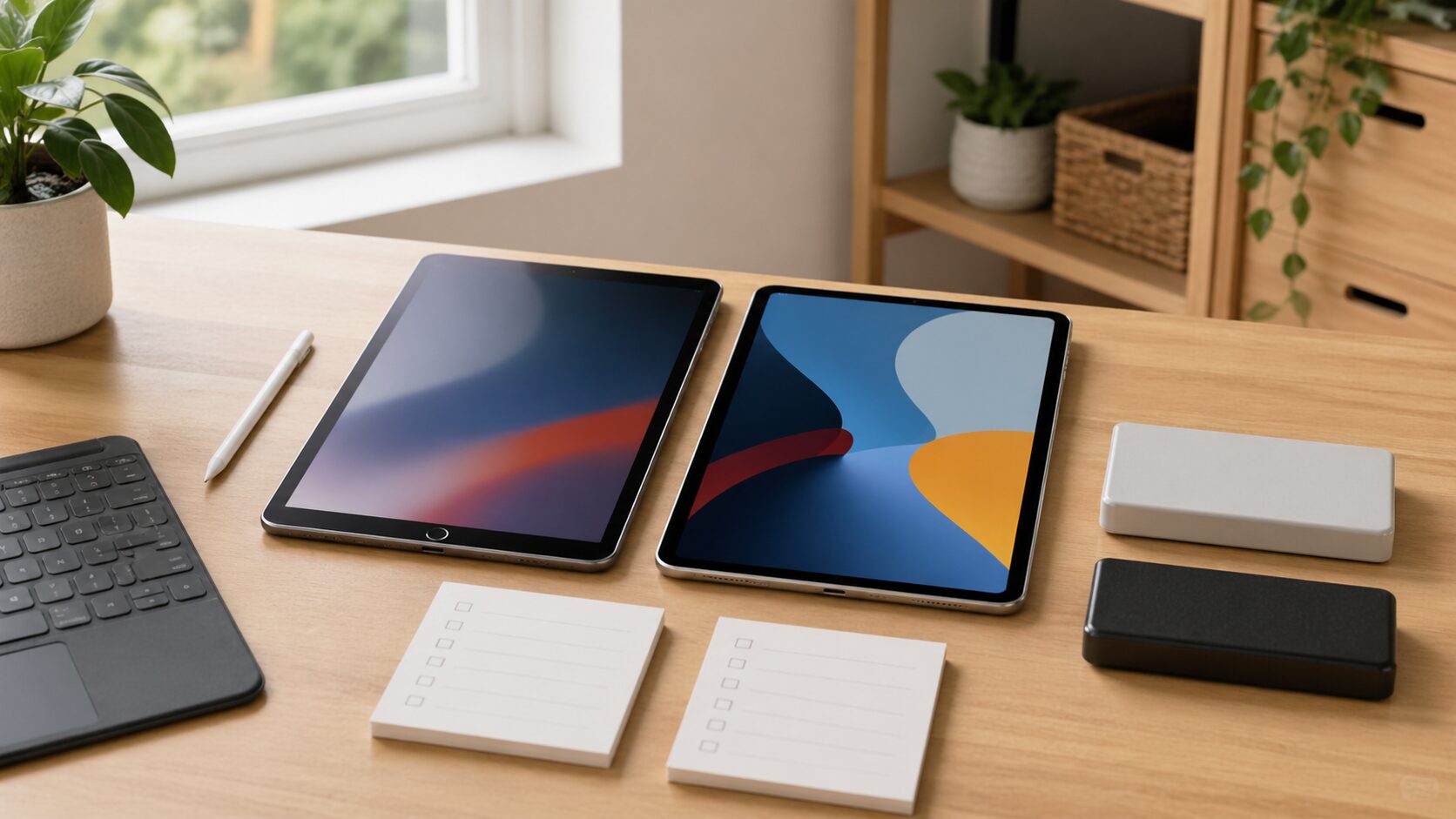 iPad第10世代と現行iPadを比較しながら購入判断するデスク上のイメージ