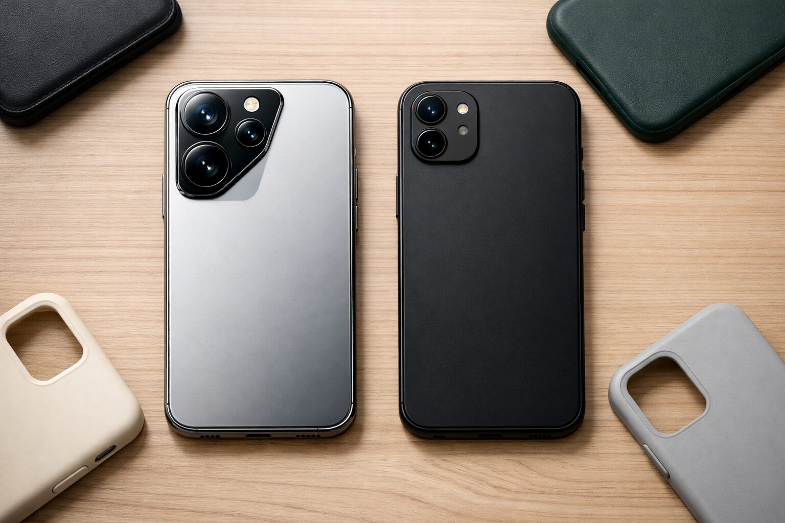 iPhone17の見た目評価とケースによる印象改善を表現した最新スマートフォンの比較イメージ