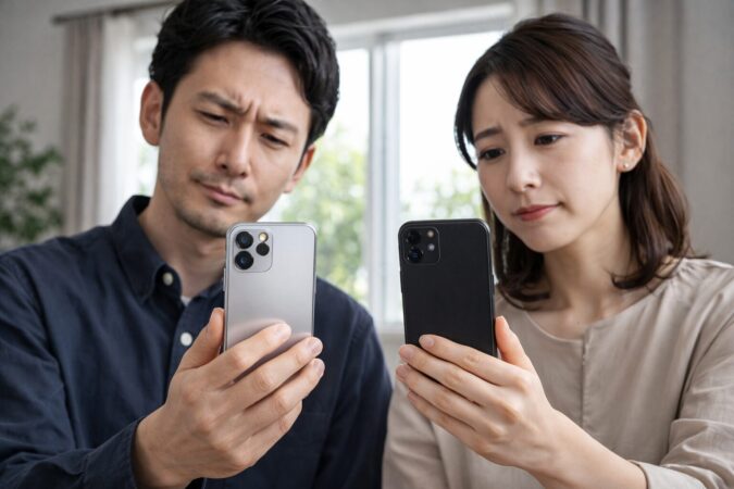 iPhone17のデザイン評価が分かれる様子を表した日本人ユーザーの比較シーン