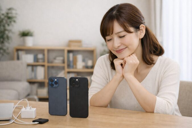 iPhone17への機種変更の不安が解消され安心する日本人ユーザーのイメージ