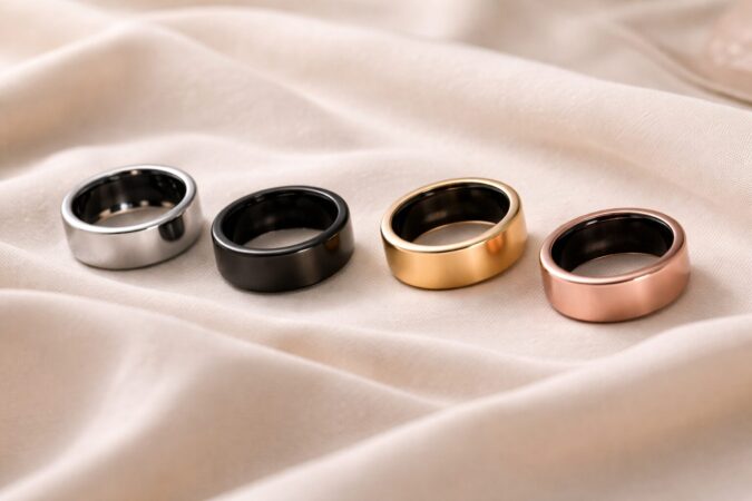 スマートリングの色や仕上げの違いを比較できる物撮りイメージ