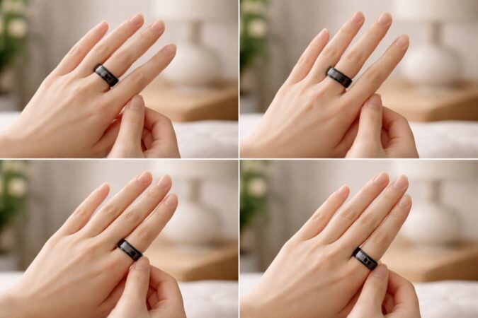 スマートリングをどの指につけるか比較している手元のイメージ