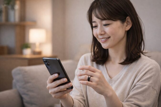 上質な装着感と満足感を感じさせるスマートリング利用シーン