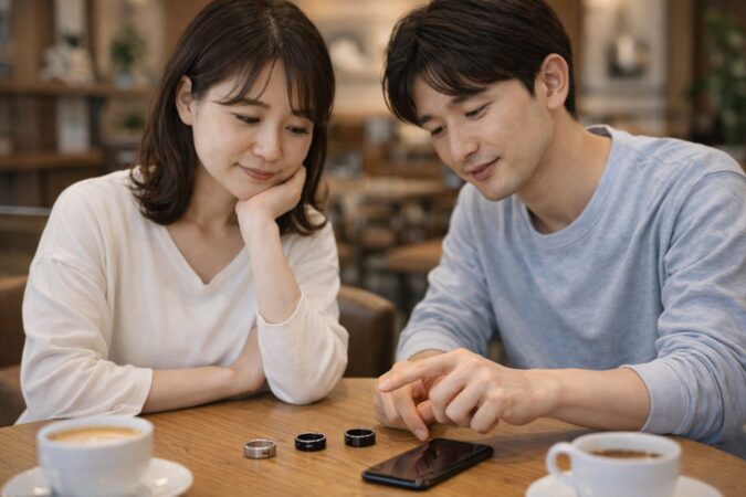 代替スマートリングの選び方を相談しながら比較する日本人男女