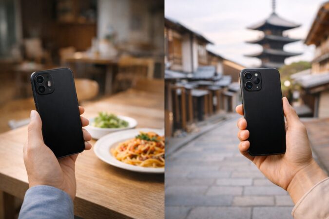 スマートフォンのカメラ性能の違いを撮影シーンで比較しているイメージ