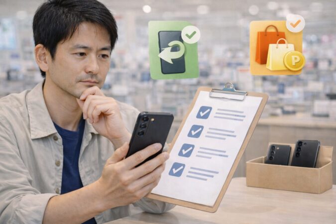 Galaxy S25のキャンペーン条件や注意点を確認する比較イメージ