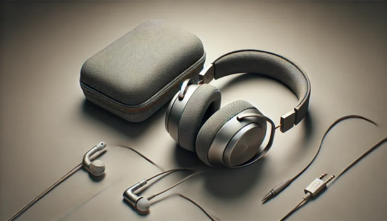 高級ヘッドホン本体と独特なソフトケースの見た目の差が分かる比較イメージ