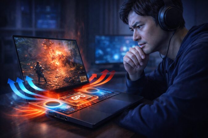 Core Ultra搭載ノートのゲーム性能と改善状況を確認するイメージ