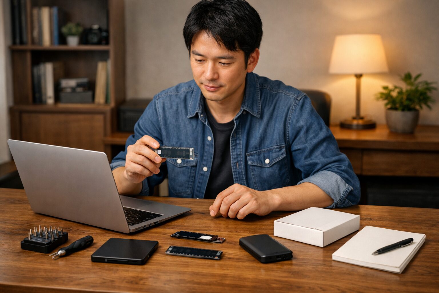 日本人レビュアーが複数のSSDを比較しながら用途別に選び方を検証しているイメージ