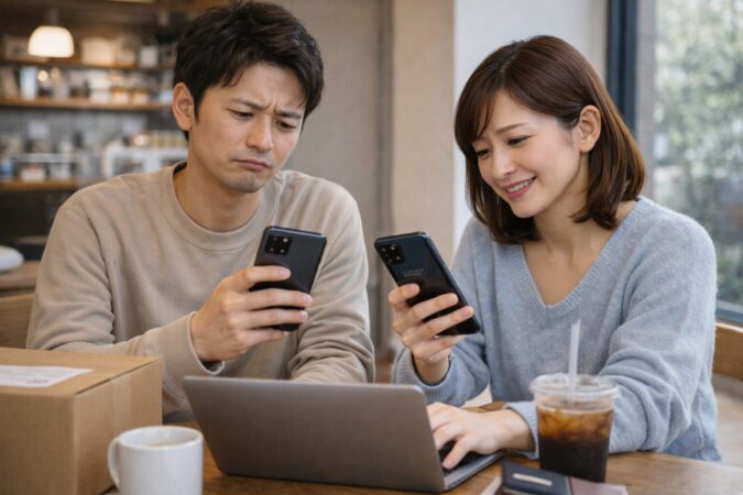 UMIDIGIスマホの評判が分かれる様子を表す日本人ユーザーの比較シーン