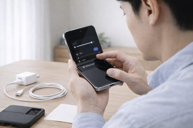 Galaxy Z Flip6のバッテリー減りが早い時に設定と充電環境を見直すイメージ