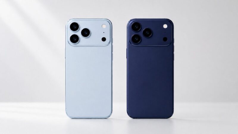 ミストブルー風の淡い青とディープブルー風の濃い青のスマホカラー比較