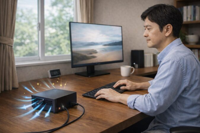 ミニPCの寿命を延ばす設置環境と熱管理のイメージ