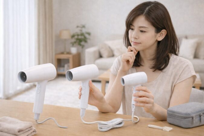 複数のドライヤーを比較して買い替えや選び方を考える日本人女性