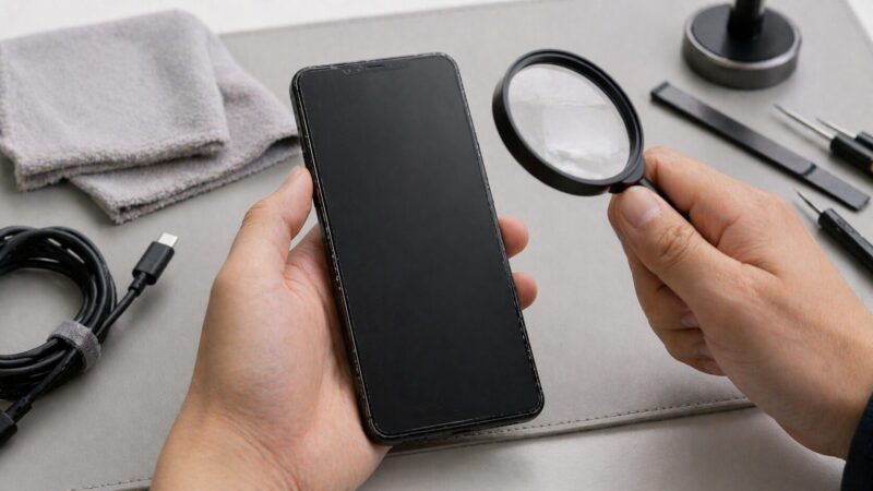 中古CランクのXperia 1 VIを購入前に傷やバッテリーや動作状態を確認するイメージ