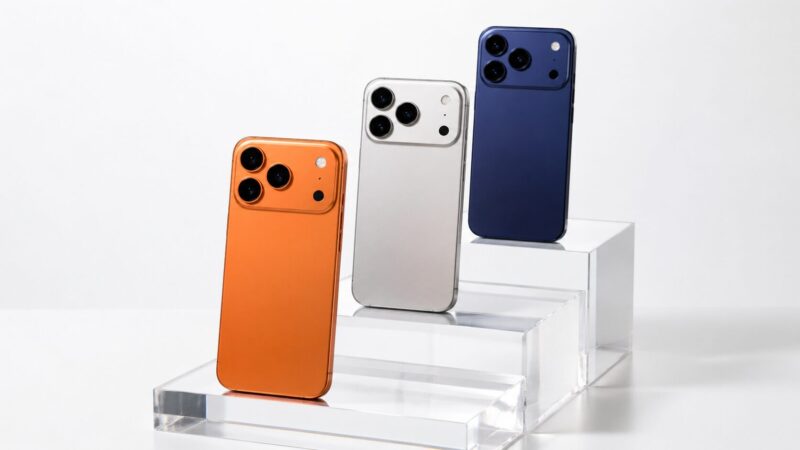 iPhone17 Pro風スマホの人気色ランキングをイメージした3色比較