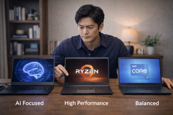 Core UltraとRyzen AIとCore i7の違いを整理する比較イメージ