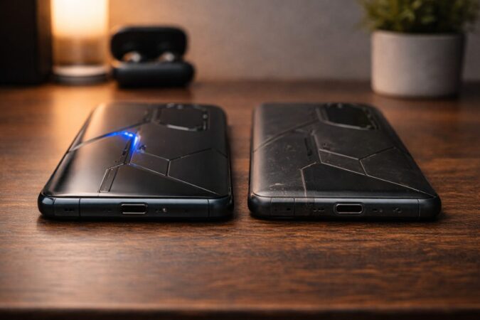 新品と使い込まれたゲーミングスマホを並べた寿命比較イメージ