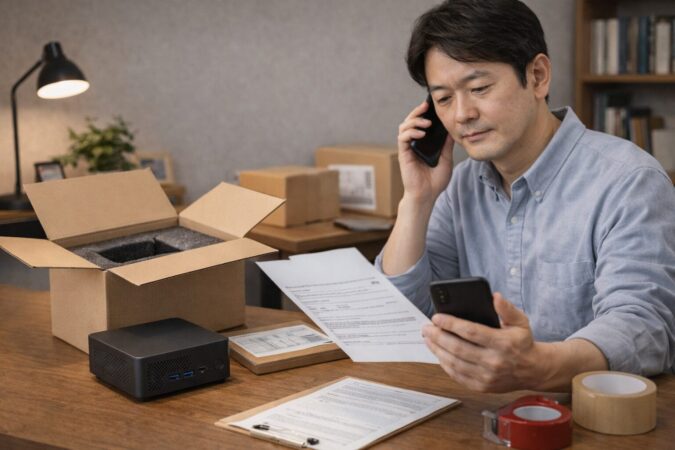 MINISFORUMの保証対応や交換手続きを確認するイメージ