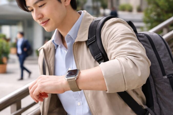 Apple Watchに保護ガラスが向くアクティブな利用者のイメージ