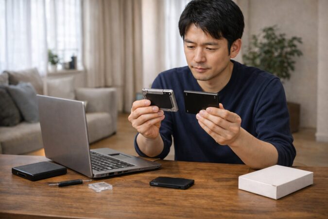 SSDの故障リスクや耐久性を現実的に確認している換装シーン