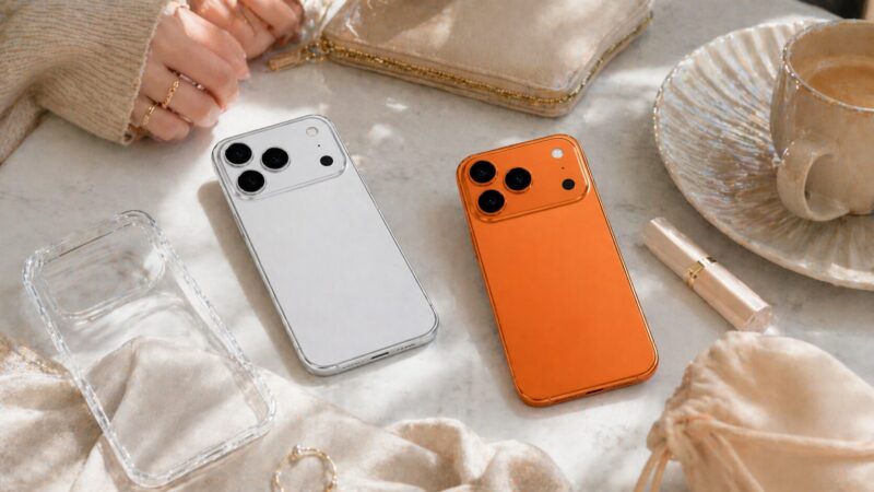 女性におすすめしやすいiPhone17 Pro風スマホのシルバーとコズミックオレンジの色選び