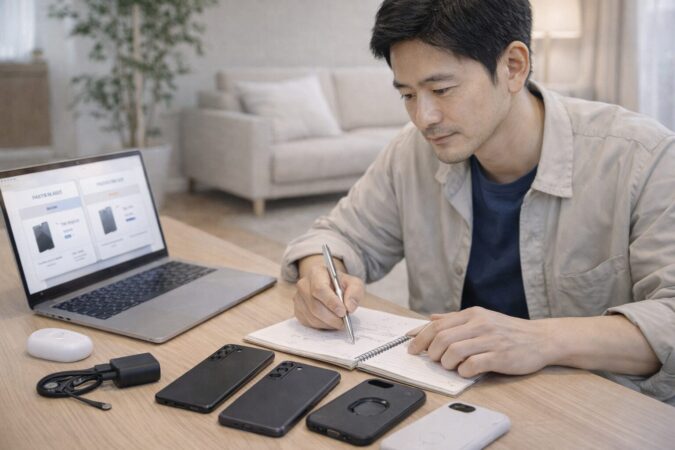 Galaxy S25を安く買うために総コストを比較する購入検討イメージ