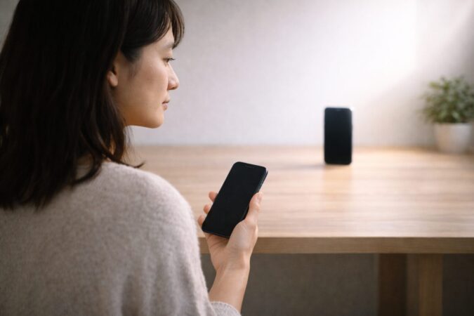 新しいスマートフォンを待つべきか迷う日本人ユーザーのイメージ