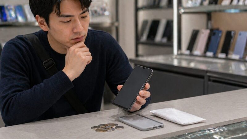 投げ売り価格のXperia 1 IVを保証や状態を見ながら慎重に検討するイメージ