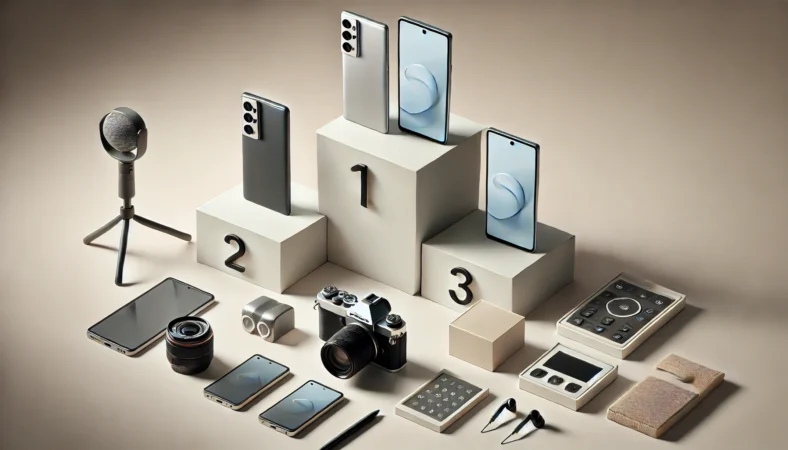 3台の高性能スマートフォンを順位イメージで配置したおすすめ比較の横長ビジュアル