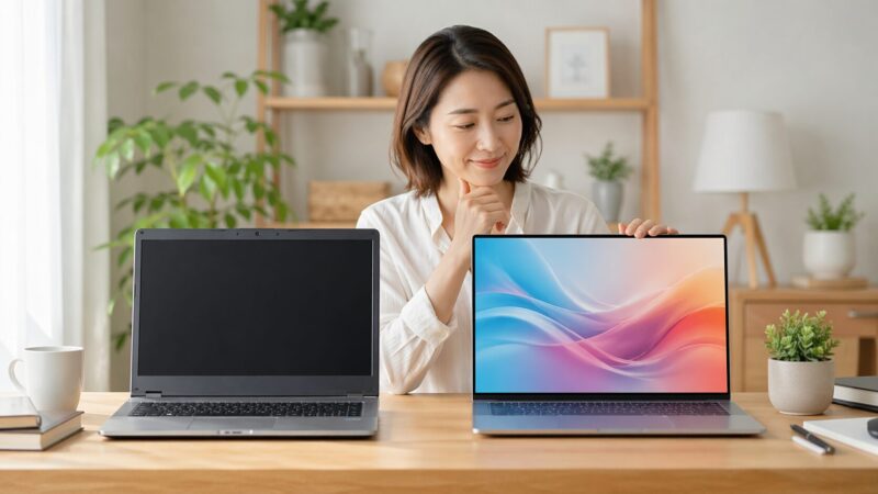 現行モデルのノートPCを選ぶほうが無難だと伝わる比較イメージ