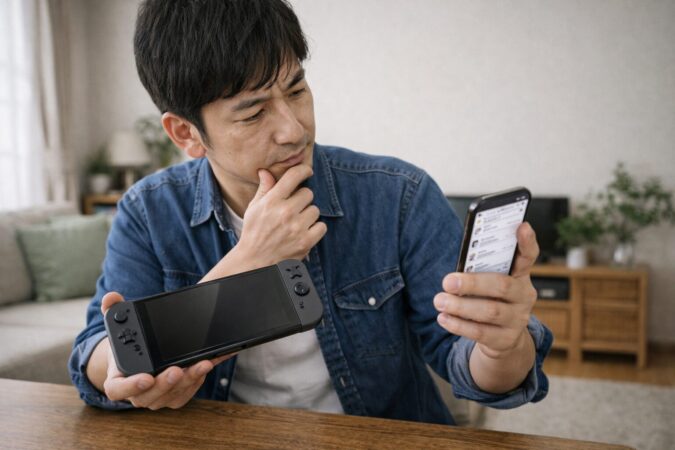 口コミを参考にしながらSwitch2を今買うべきか考える日本人ユーザーの様子