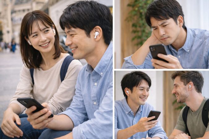 翻訳イヤホンの良い口コミと気になる口コミを表す利用シーン