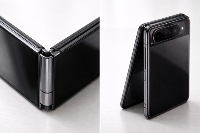 折りたたみスマホの大画面の魅力と耐久面の弱点を表現した比較イメージ