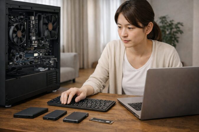 SATA SSDとNVMe SSDの違いを比較して速度の原因を確認するイメージ