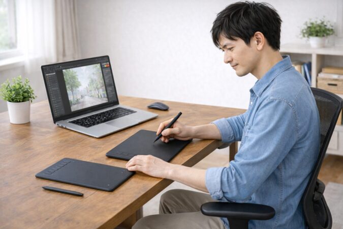 ワイヤレス板タブで配線ストレスを減らして作業する日本人ユーザー