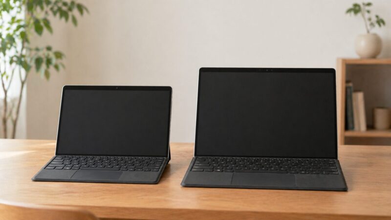 12インチ級と13インチ級のSurface Pro風2in1タブレットを並べたサイズ比較