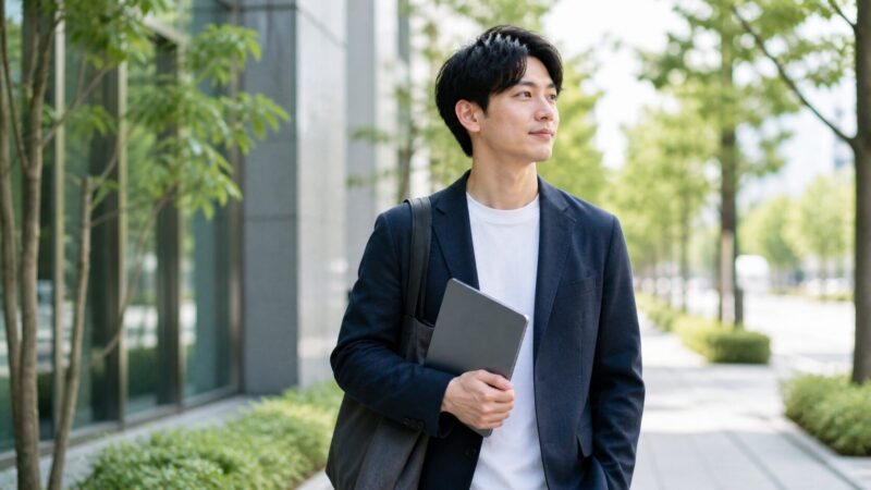 軽量なSurface Pro 12インチ級タブレットを片手で持ち歩く日本人ユーザー