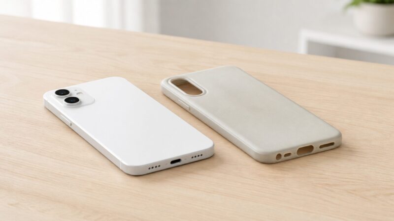 iPhone 14用ケースとiPhone 17eの形状違いを確認する比較イメー