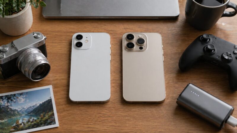 iPhone 17とiPhone 17 Proの性能やカメラの違いを比較するイメージ画像