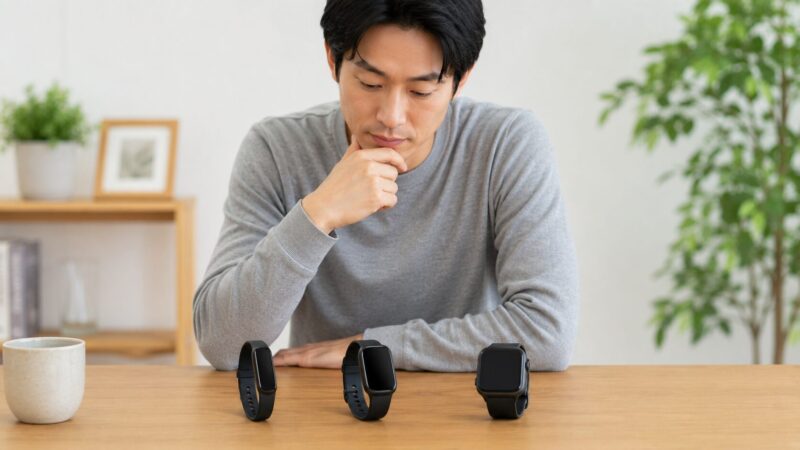 　Fitbit Inspire 3と他モデルの違いを比較検討するイメージ