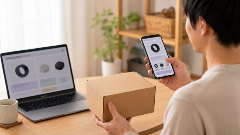 　日本でRingConn Gen 2 Airをオンライン購入して配送を受け取るイメージ